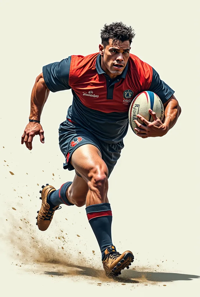 une image d'un rugbyman en action avec la phrase suivante : Vive le rugby. Sans arrière plan