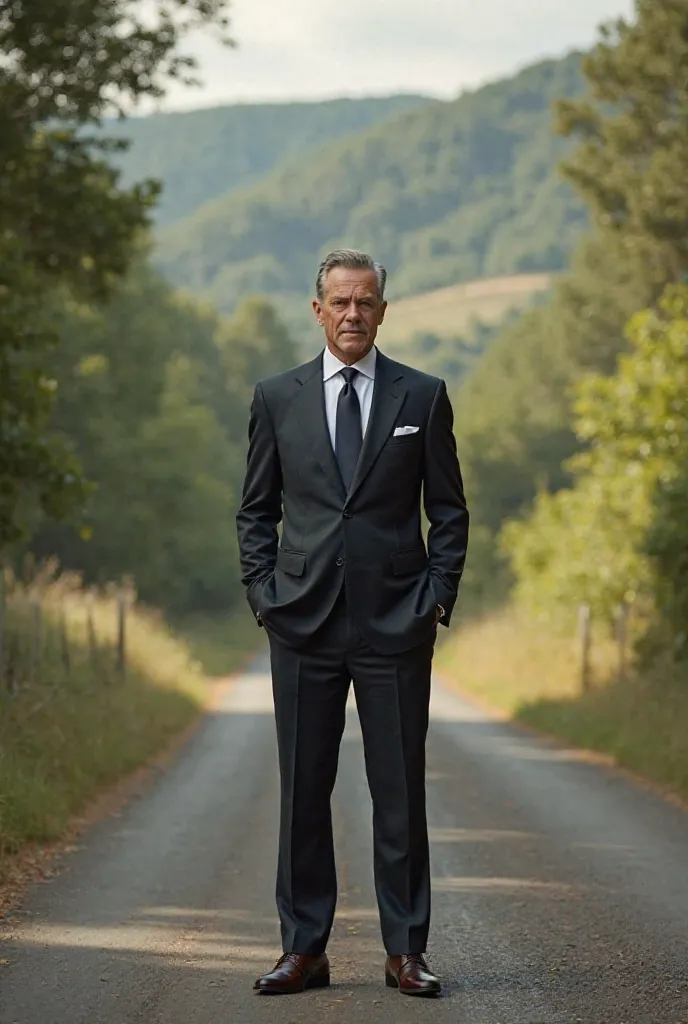 A white male wearing formal dress on the road