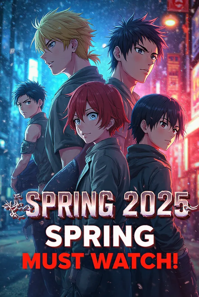 "A high-quality YouTube thumbnail for 'Upcoming Anime in Spring 2025 You Shouldn’t Miss!'. It features real anime characters from upcoming 2025 anime, including Jujutsu Kaisen Season 3 (Gojo and Itadori in action), Classroom of the Elite Season 3 (Ayanokoj...