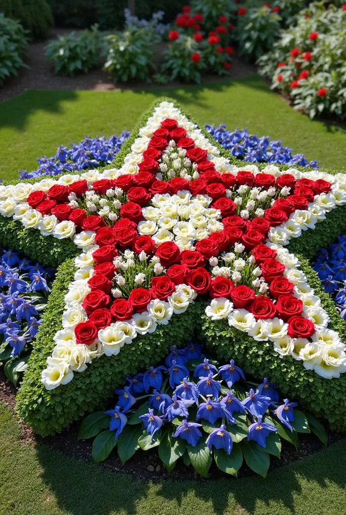 A themed flower bed for Victory Day in the form of a star