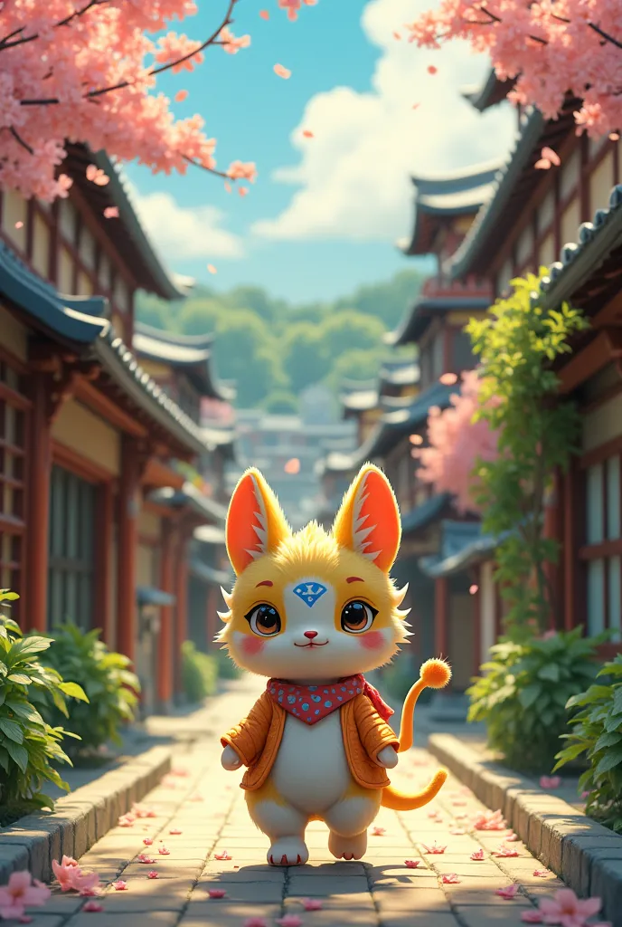 Zundamon is taking a walk in Kyoto in the summer