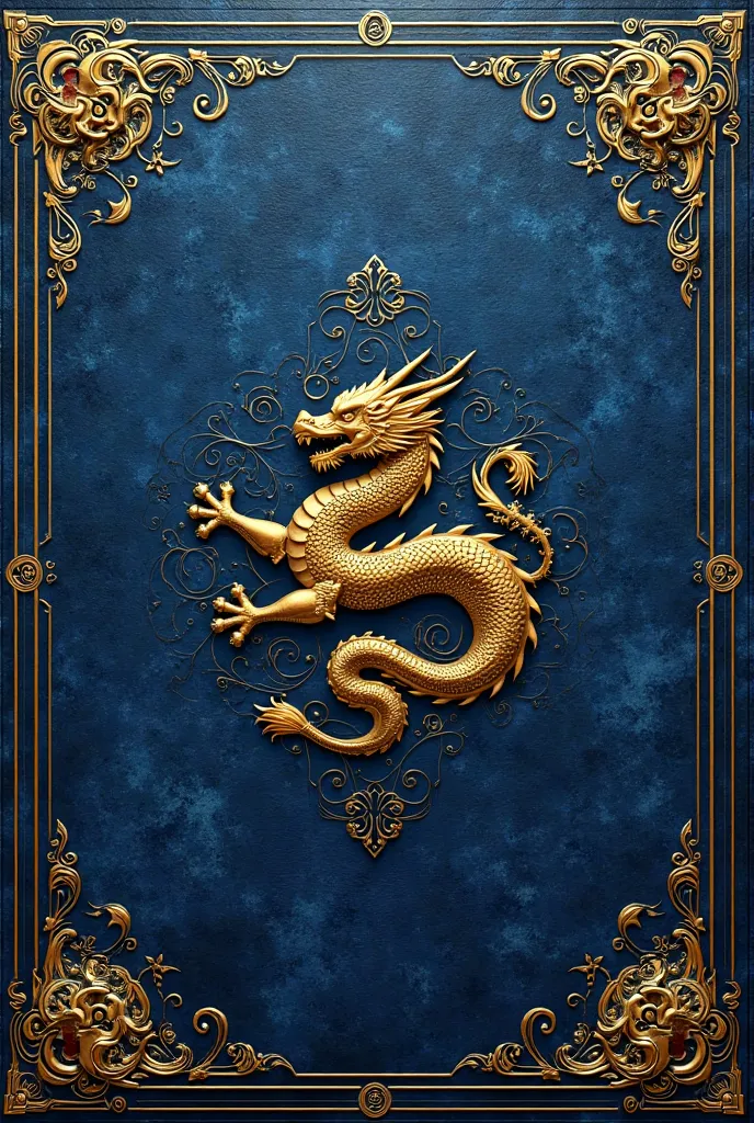 Front Cover Design:

A luxurious deep blue leather texture, brand new, with no scratches, aging, or damage—smooth and high-quality like an expensive royal tome.

Golden dragon emblem at the center, designed with intricate fantasy-style details, symbolizing...