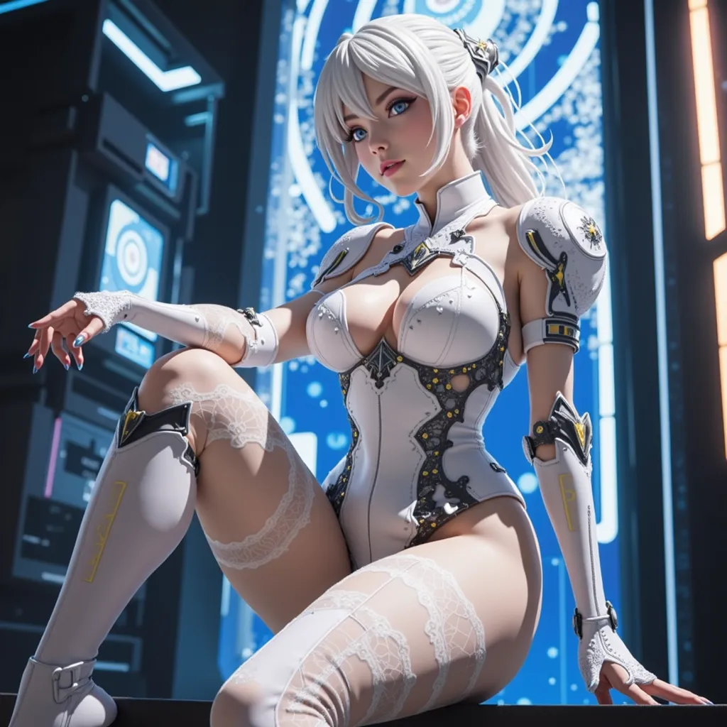 aesthetic art by eroge hentæi studio, no blur sharpness fine ink perspective of a full body 16bit amazingly pixelated contrasted sexual pose woman 35y.o. anime editing transparent wearing only a white lace stocking suit focus up to down perspective 4K perf...