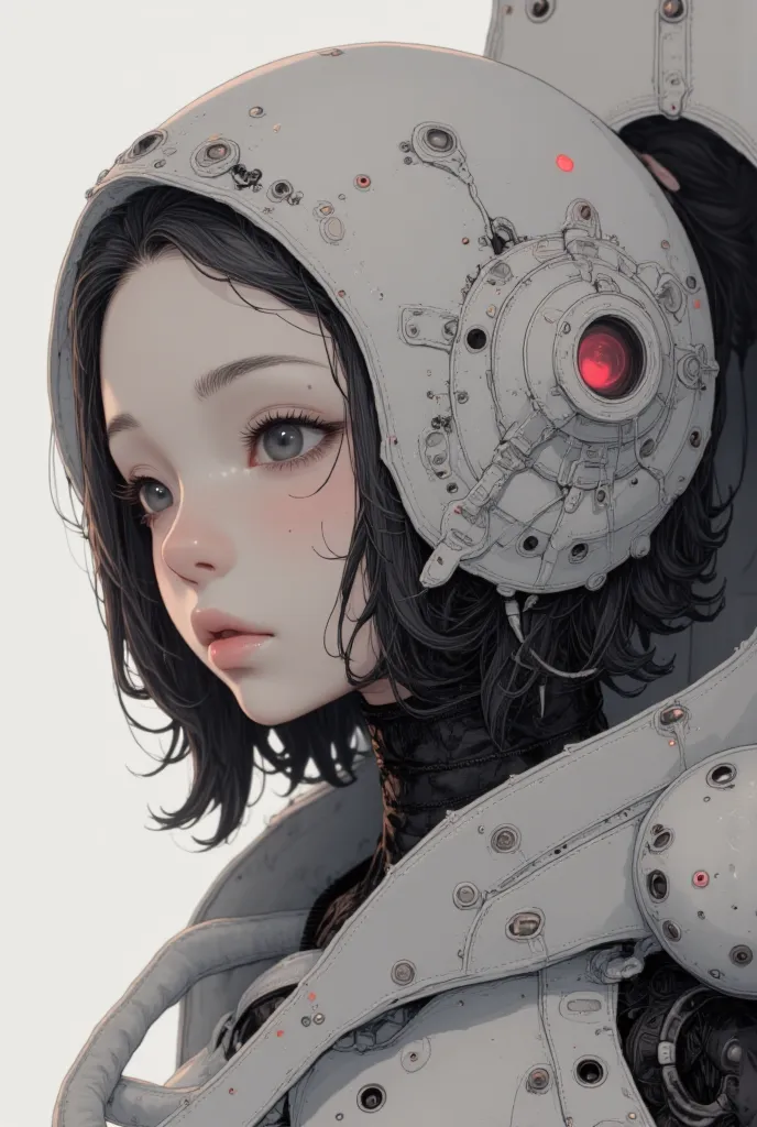  close-up of a woman in a futuristic suit wearing a helmet,  Digital Art  by hajime Empty Mountain, CG Societyでトレンド,  Digital Art , cyborg girl, hajime Empty Mountain designed girl, hajime Empty Mountain style, cyborg girl, Empty Mountain, cyborg woman, Be...