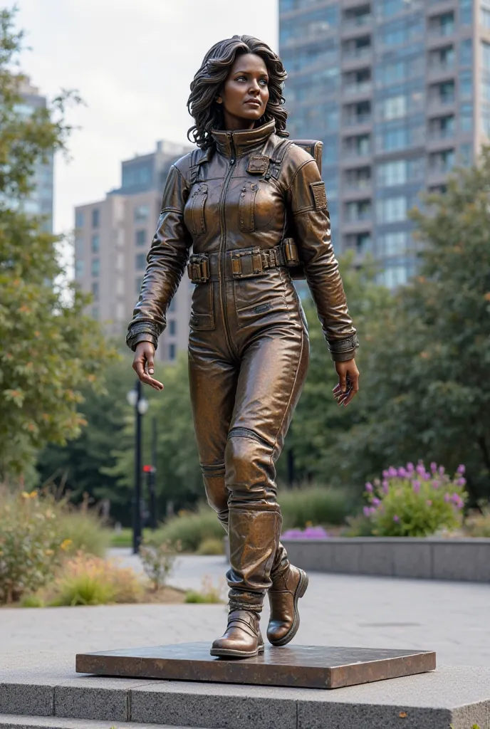 A memorial statue or tribute to Sally Ride, honoring her contributions to space and education.
