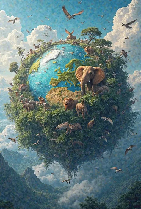 Planet Earth and this planet shows many animal species living on planet Earth 