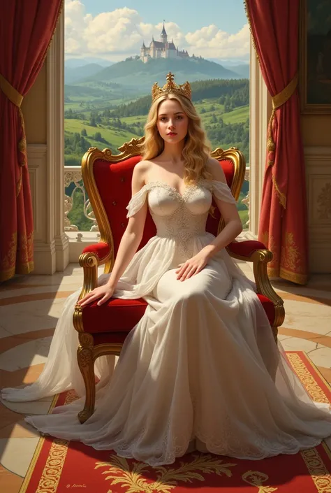 Beautiful perfect princess of Sweden sitting on throne 