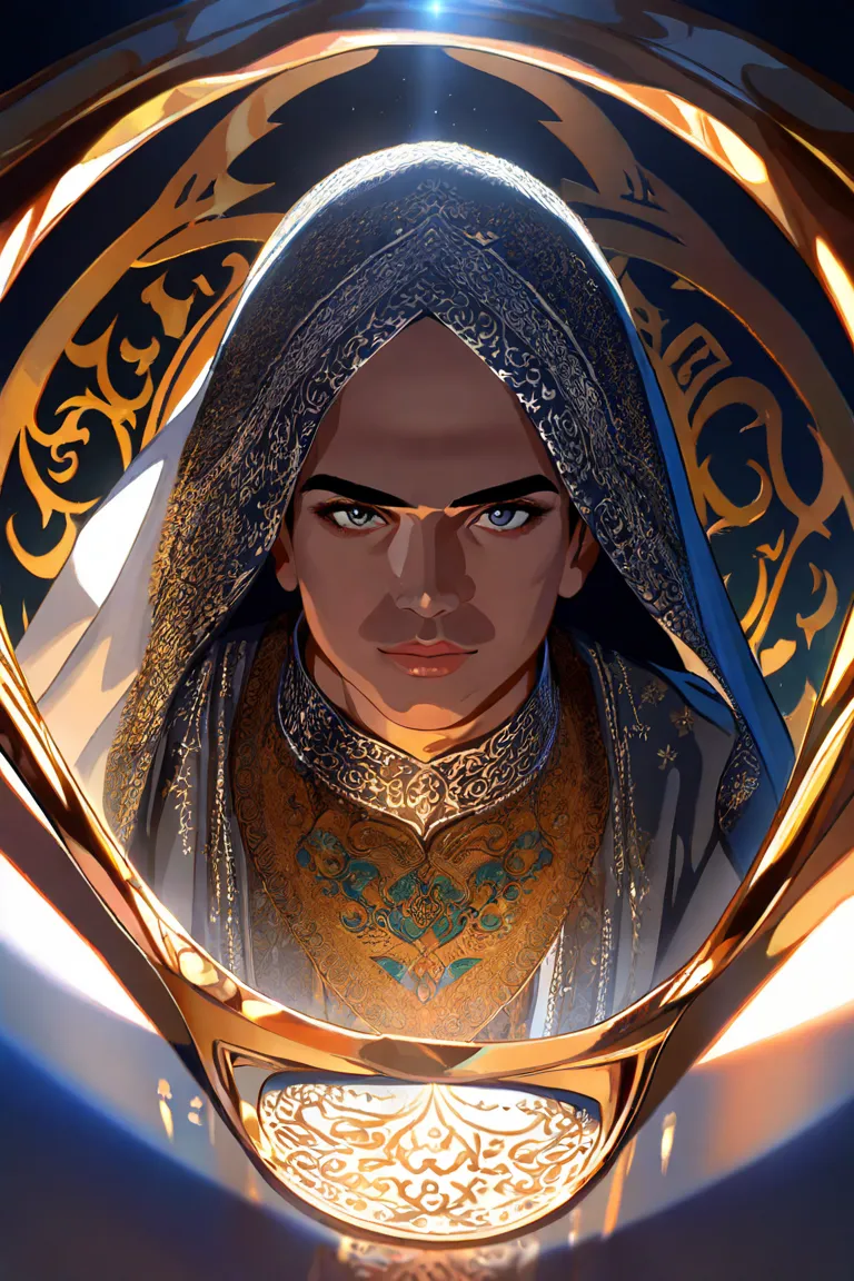 ultra high res, masterpiece, best quality, perfect glossy shiny skins, perfect lighting, detailed lighting, dramatic shadows, ray tracing, looking at viewer, Zeus, ((zeus with arabic clothing)), islam, wear sungkok