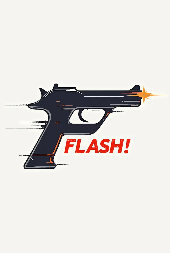 Create a logo for pistol like alphabet (F) and add text FLAXH! 