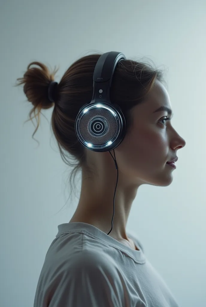 Headphones with dry electrodes on the headband to measure brain waves and a sensor that runs and adjusts to the neck to measure heart rate, that the design is very practical and simple,  that is elegant, very minimalist and innovative