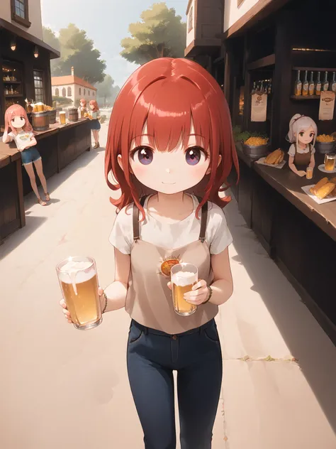 Masterpiece, Best quality, High Details, 1girl, a cup of beer in hands, The cup is full of beer, Standing Pose