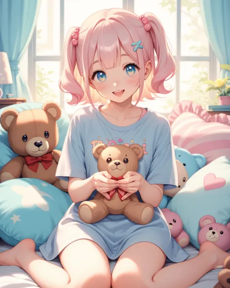 kawaii anime style , petit girl
, erection teddy bear