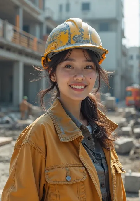 ((Beautiful Japanese female worker working at a construction site)),((Perfectly Beautiful 20 Year Old Japanese Female Worker)),  ((( full body photo))), ((( Mad Max holding a shotgun))),(((Work Clothes and Helmets))), (((masterpiece写真))),  (masterpiece: 1....