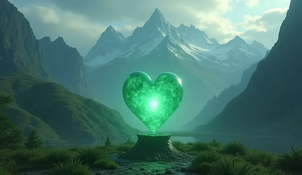 cinematic style

The Emerald Heart, now calm and softly glowing, resting on its pedestal as peace returns to the valley.