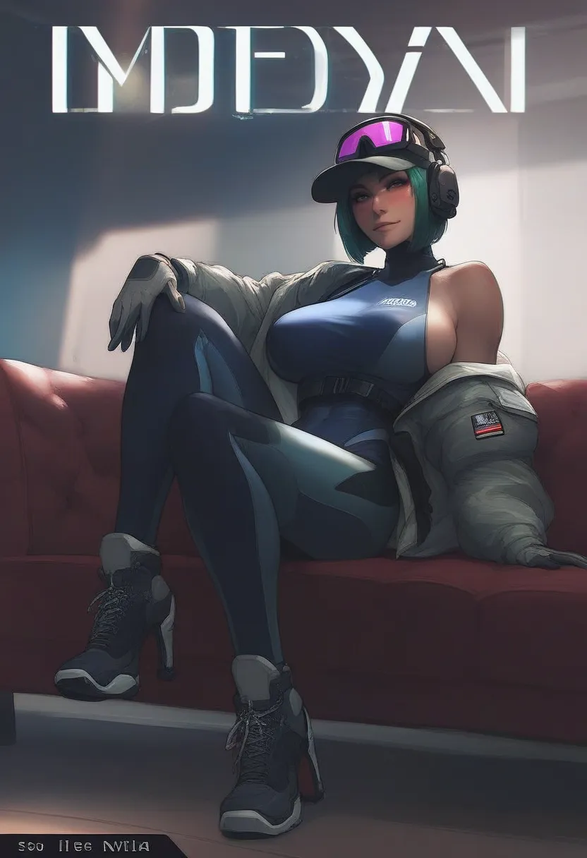 1girl,,ruanyi0895,blue bodysuit,skin tight,bunny print,gloves, high heels, full body, stand,  Bob Cut, 
score_9, score_8_up, score_7_up,  source_anime,
magazine cover, japanese text ela,ela \(Rainbow Six Siege\), ela elite \(Rainbow Six Siege\)
sitting,cou...