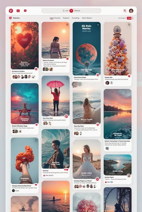 Generate a ui ux design like Pinterest for idea