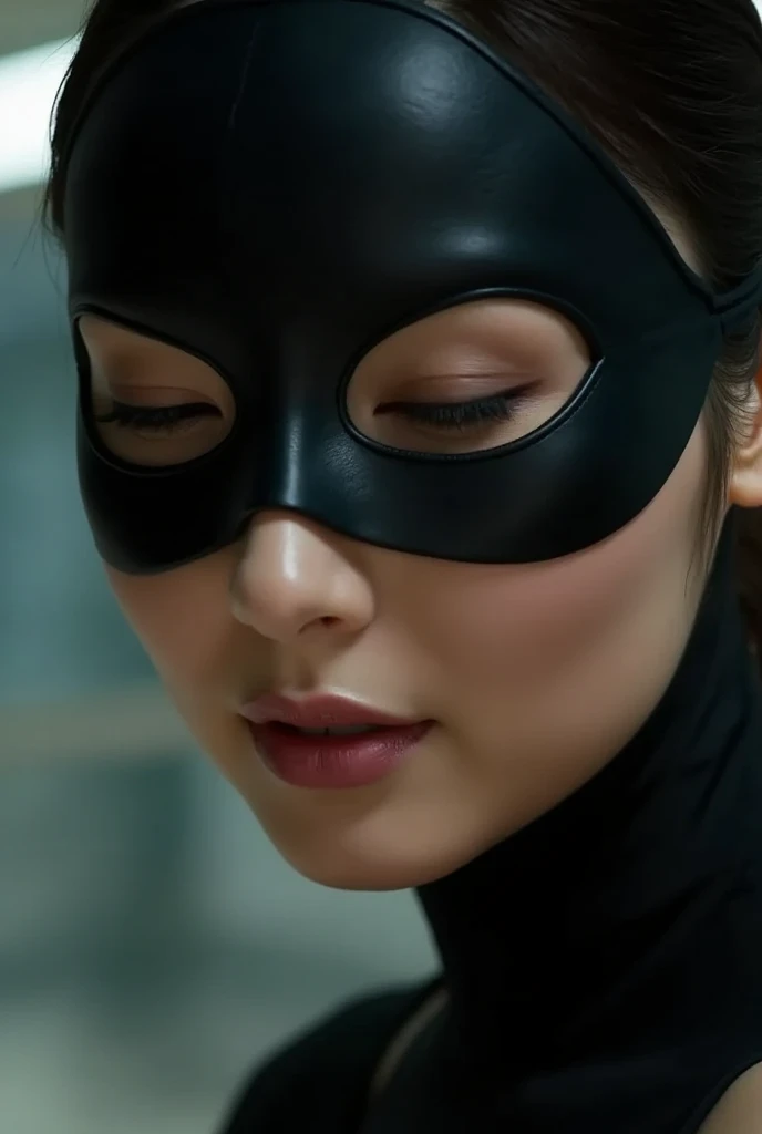   close-up of a beautiful woman wearing a beautiful catwoman mask   、((  Intense Orgasms, ))、   close-up of a beautiful model's nose with her eyes half closed  、 Focus on the nose , ,  focus clearly on the nose  、((   nose hair grows in the nasal cavity   ...