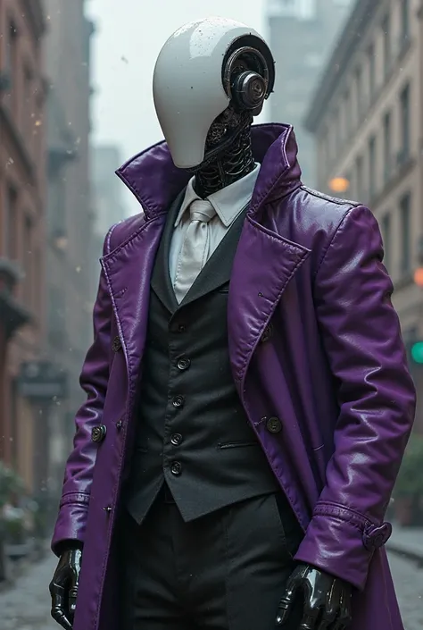 Mechanical robots, their face is made of human skin, that's why they look like handsome men. Inside their body is a white crystal. Their clothes are in the form of purple and black raincoats with a suit underneath. They patrol a 19th-century city