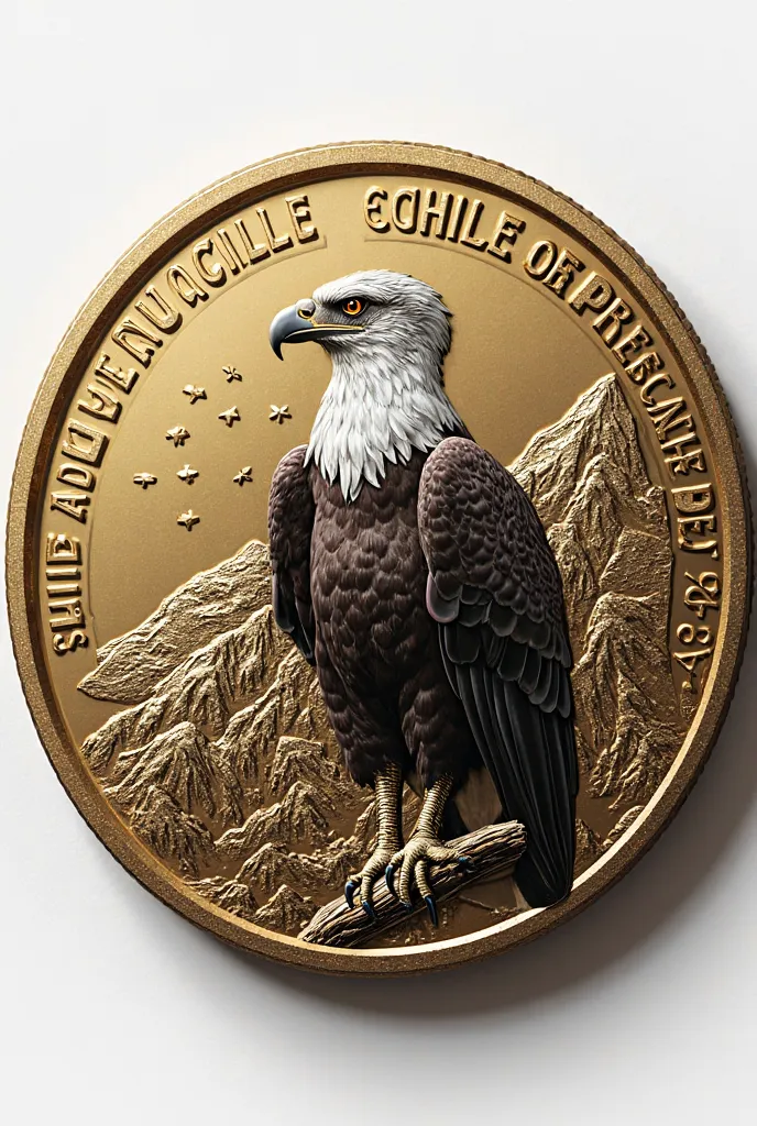 You can make a Chilean souvenir coin with the condor in the middle.. And at the end say Chile or Republic of Chile 