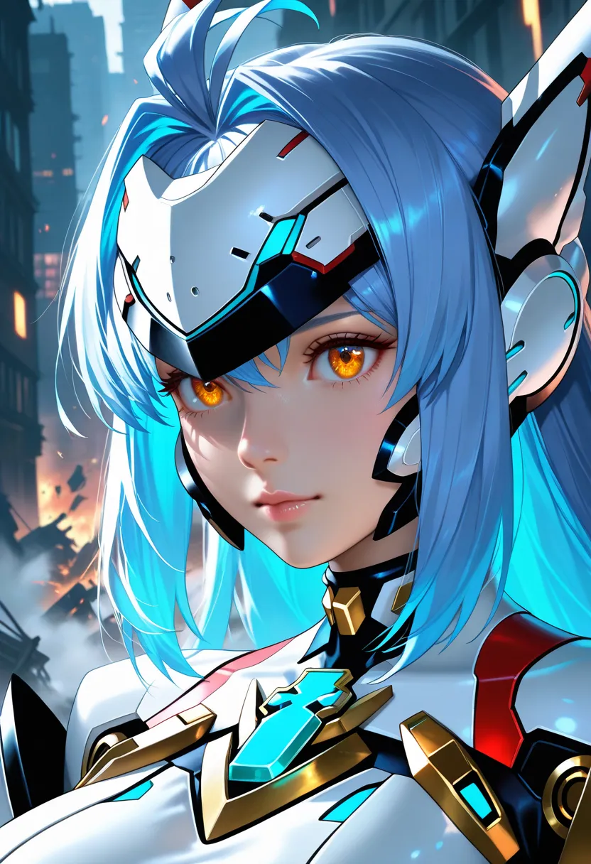 masterpiece, best quality, vibrant, very aesthetic, high contrast, photorealistic portrait,beautiful detailed face,detailed texture,detailed skin,newest, 1girl, Xenoblade Chronicles 2,source_ Xenoblade Chronicles 2,kos-mos,mecha ears,cyborg body inspired f...