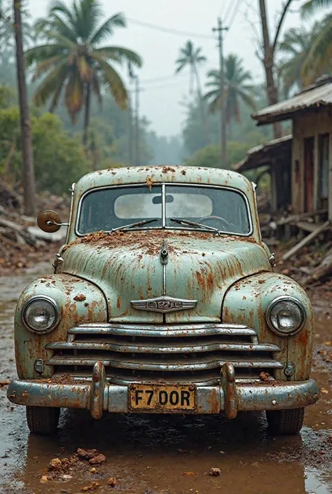 Une voiture bien sale avec un environnement qui a eu un cyclone à la Réunion pour un centre de Detailing 