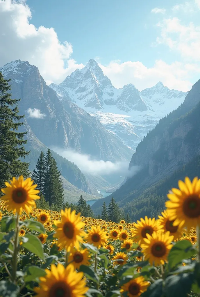 Video of nature.mountains,sunflower garden