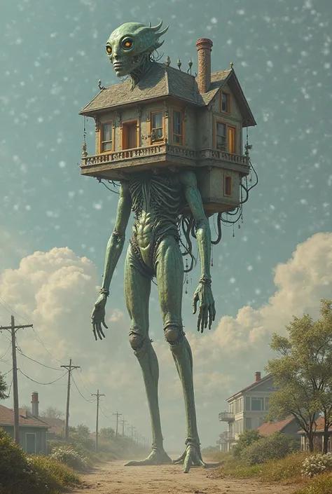 Alien and house combination is a tall man
