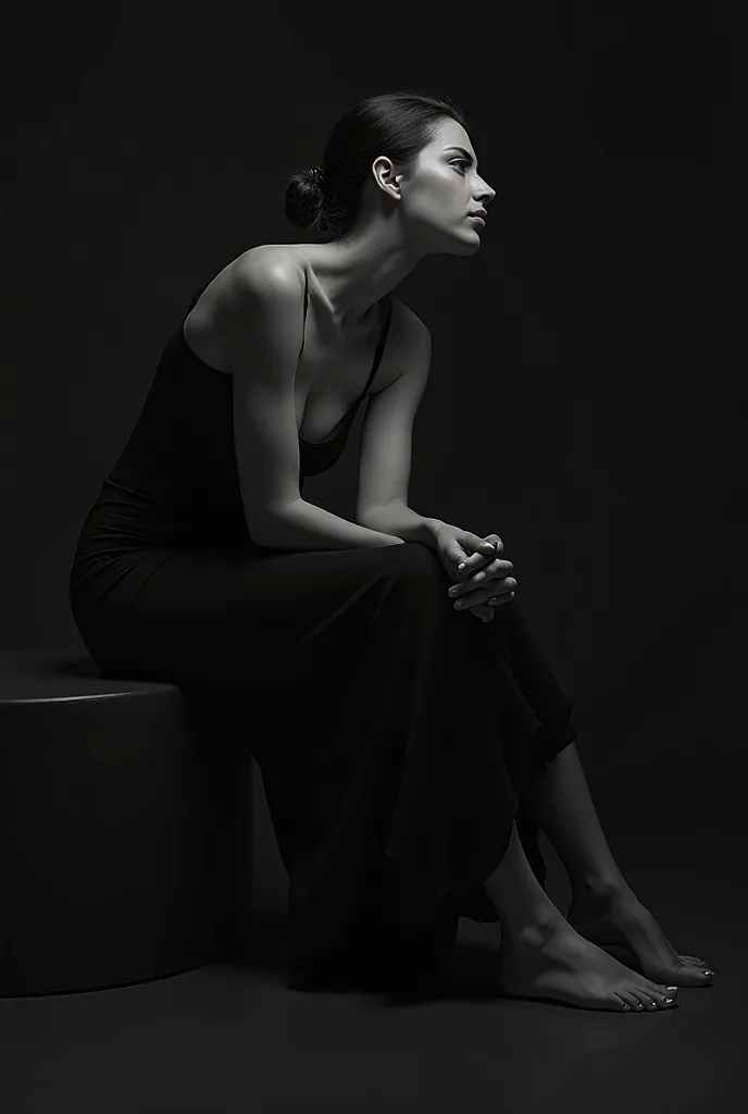 Woman sitting in the black