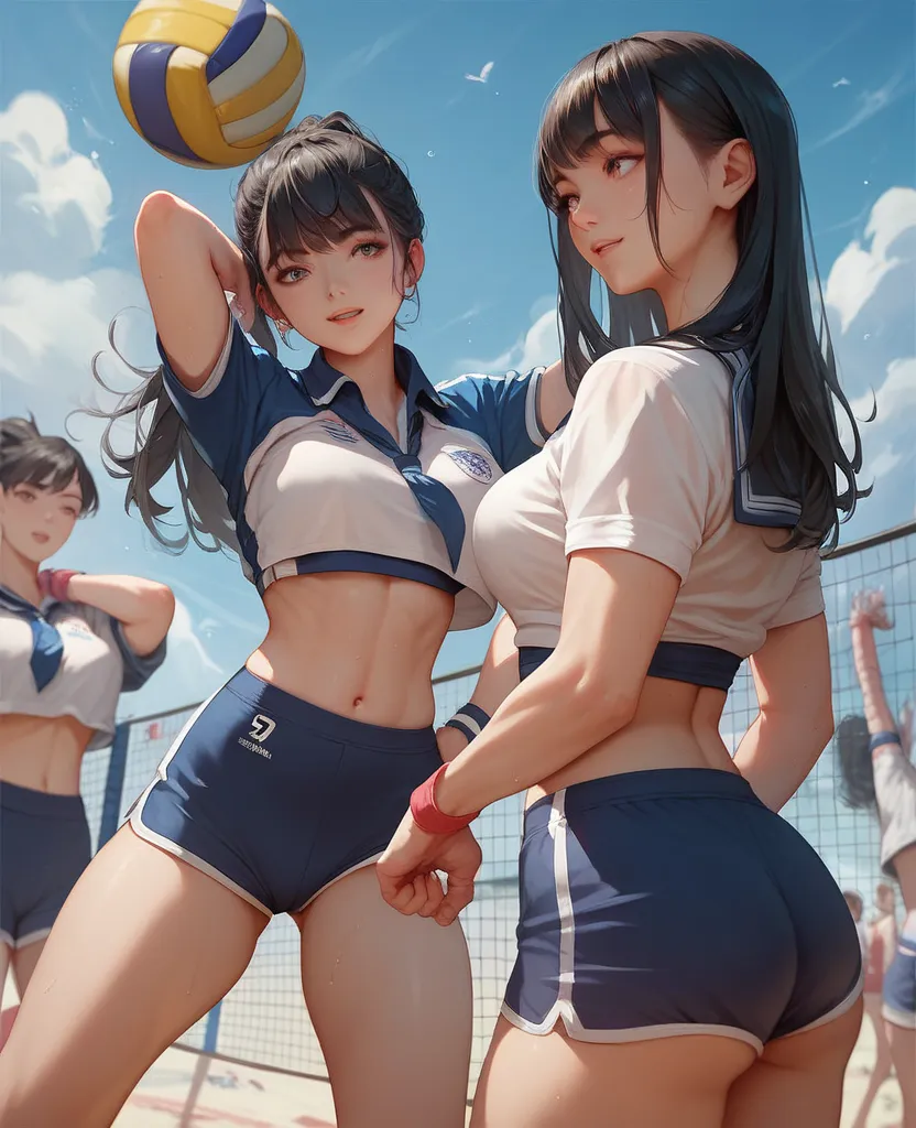 Girl, black hair, bangs, Volleyball playing,school gym