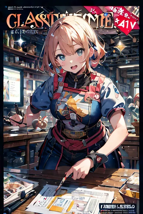  (masterpiece), (best quality), detailed, 1 girl, soro, (((beautiful detailed)))(cute face:1.2)3girl,Making otaku costumes, tv-game, Table, Sewing, sewing machine, isometric, Fabric, cat running around covered in sheets in the background(sharp lines:1.2)(c...