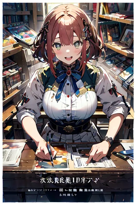  (masterpiece), (best quality), detailed, 1 girl, soro, (((beautiful detailed)))(cute face:1.2)3girl,Making otaku costumes, tv-game, Table, Sewing, sewing machine, isometric, Fabric, cat running around covered in sheets in the background(sharp lines:1.2)(c...