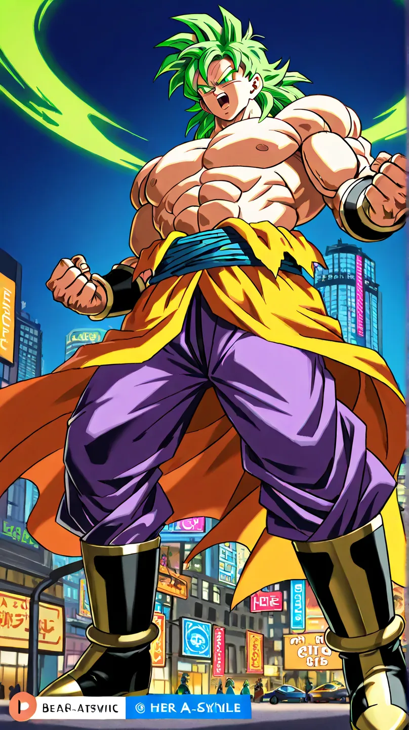 Create Broly from Dragon Ball in a city 