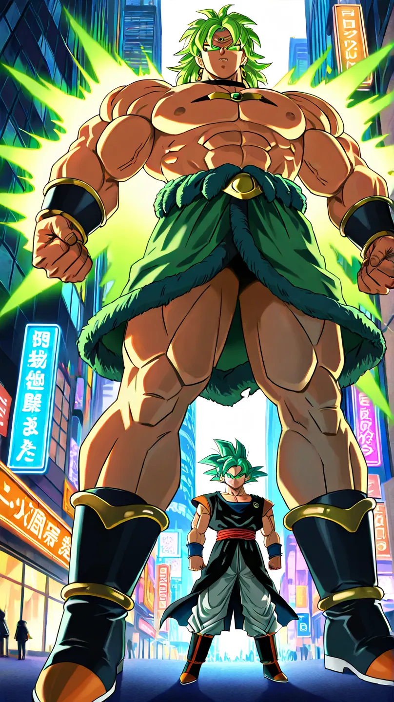 Create Broly from Dragon Ball in a city 