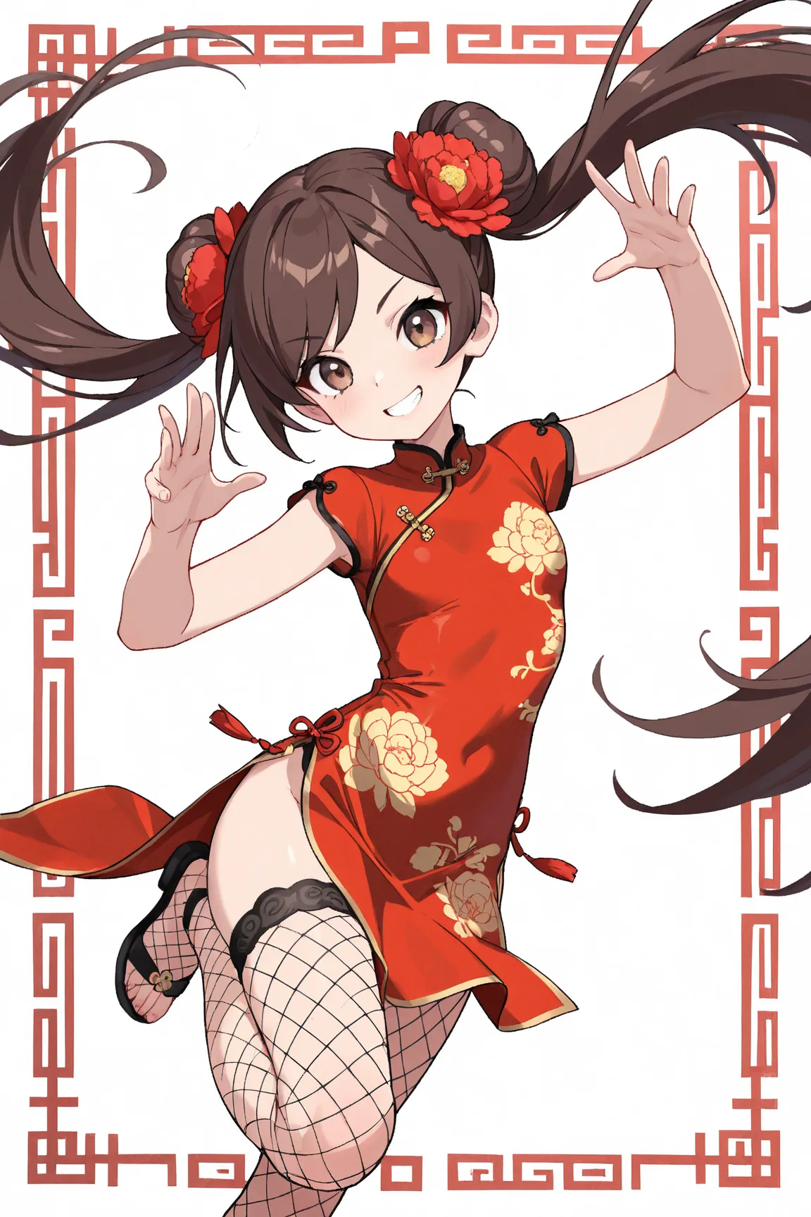 (masterpiece:1.2), (best quality:1.2), (very aesthetic:1.2), (absurdres:1.2), ultra-detailed,extremely detailed,beautiful,extremely detailed CG,ultra detailed background, 8k,16k,perfect hair, perfect fingers,
BREAK,
1girl, solo,cute,(red china dress),long ...