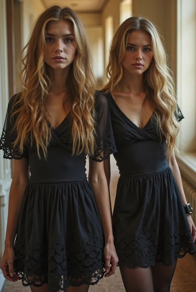 I need an image of the twins this story-excerpt taking place in an academy (think school/college) revolves around:

And then she found them.
Lisa and Lyra.
They were, at first glance, everything the rumors promised.
Elegant. Poised. Beautiful in that unset...