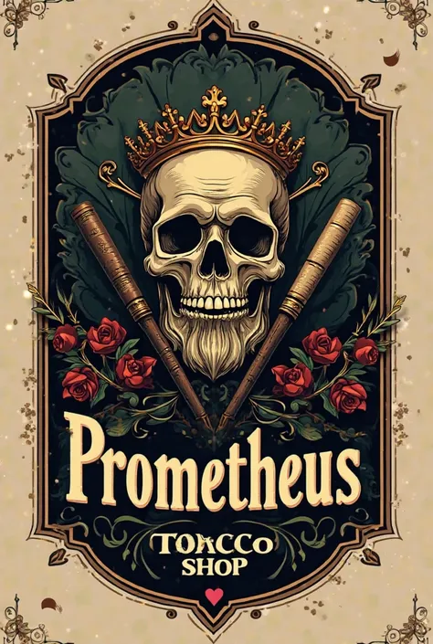 You need to make a logo for a tobacco store with the name "Prometheus" шрифт -gothic, write the name correctly and the logo should be in a classic style with a mention of tobacco and words "tobacco shop" , write words without mistakes