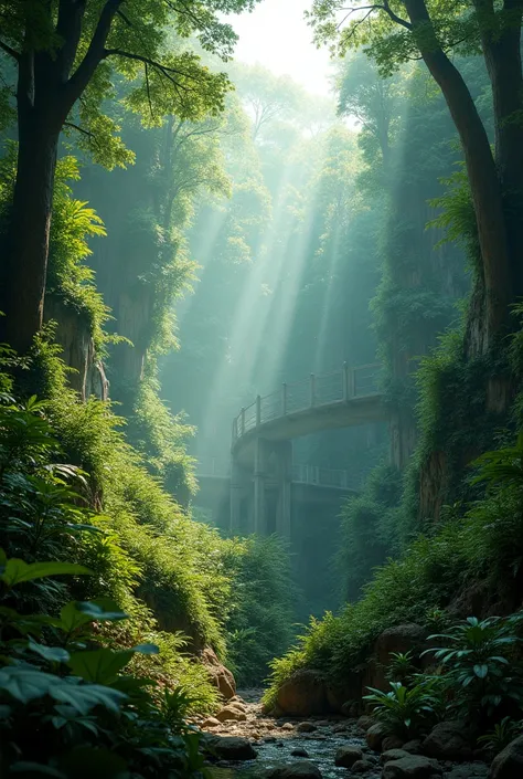 Cinematic background like a full of green forest 