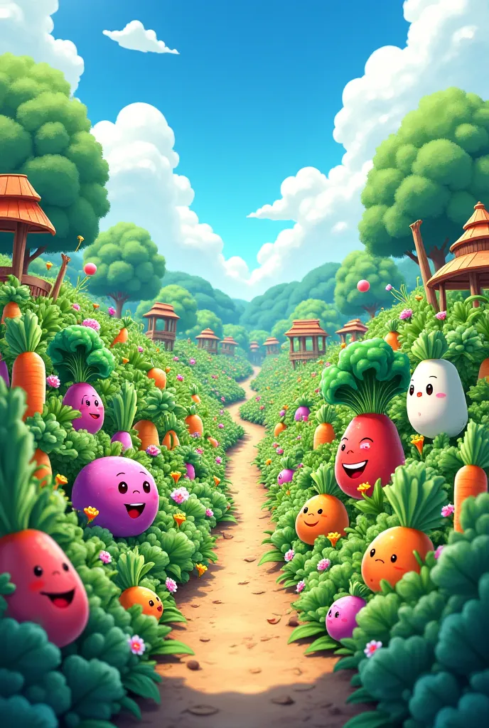 An anime vegetable garden 

