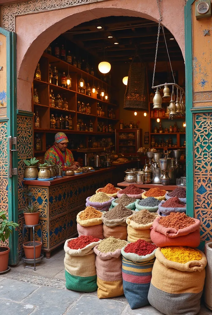 Modern spice store in Marrakech Next to a store to sell all coffee brands