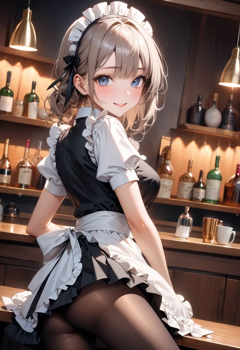 (Cowboy Shot), ((Maid, traditional maid outfit, apron, skirt, pantyhose)), Shiny Costumes, (skindentation), break, skinny, alone, solo, Masterpiece, highest quality, highest quality, 16K, incredibly absurd, highly detailed, 2.5D, ai-generated, delicate and...