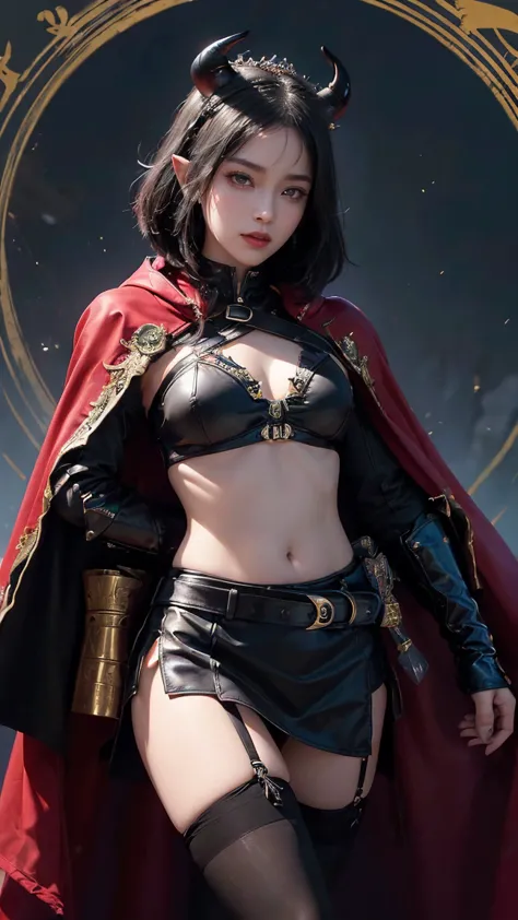 (Absurdly,high quality , very detailed,32K、high image quality、Ultra HD、Golden Ratio Face、realistic、complicated、Heidi Teal、Ultra High Resolution、Near Future Fantasy Art)、(((standing pose、World of Buddhism、Queen of Yasha、 black short bob hair )))、(((4 giant ...