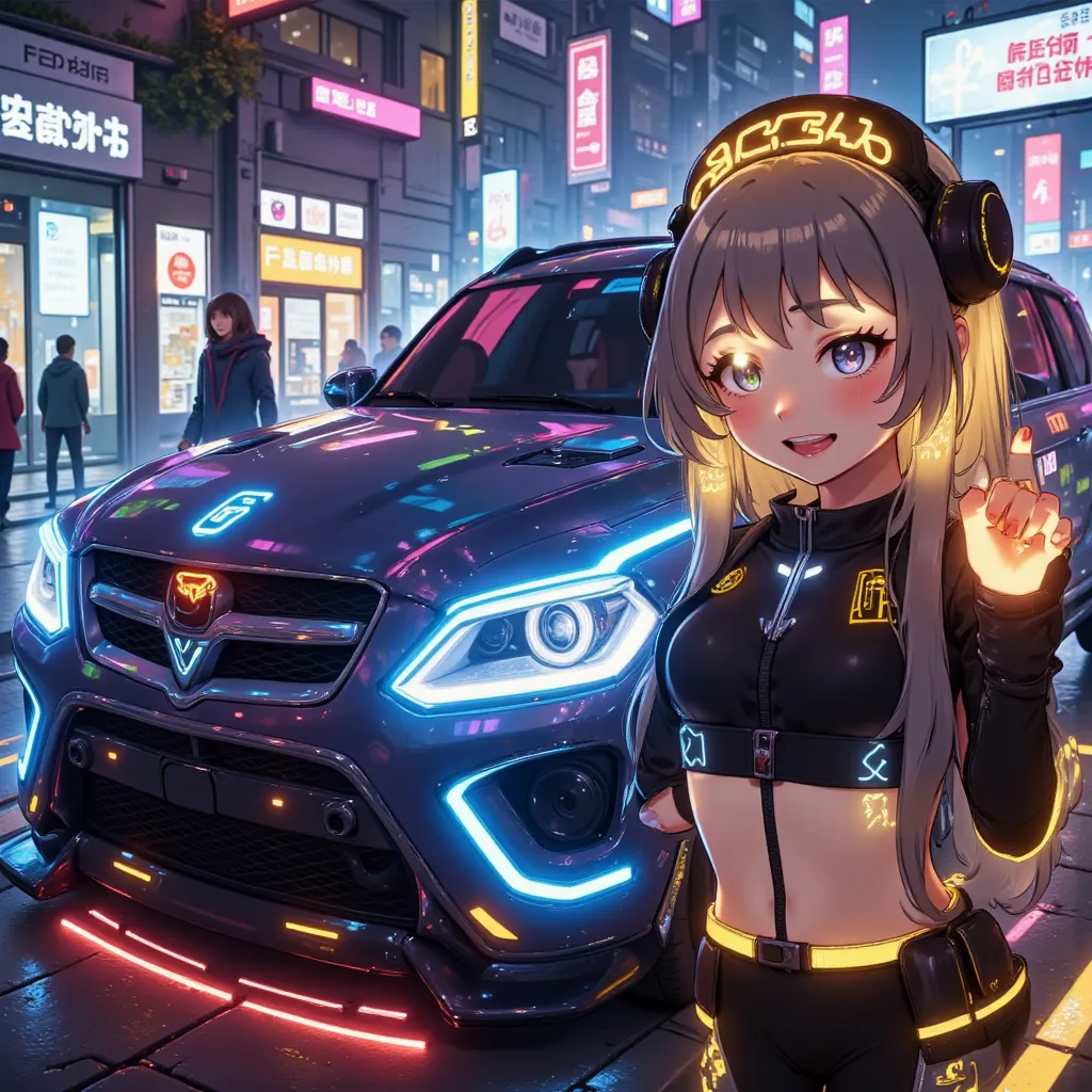  ((HDR,UHD,RAW,PBR,8K,SSAO,HBAO,photorealistic,insane,absurd)),((professional lighting,cinematic lighting)),[masterpiece,anime-style,cyberpunk] with super high quality on par with live-action, anime idol[insane,absurd,beautiful face,perfect proportioned,ma...