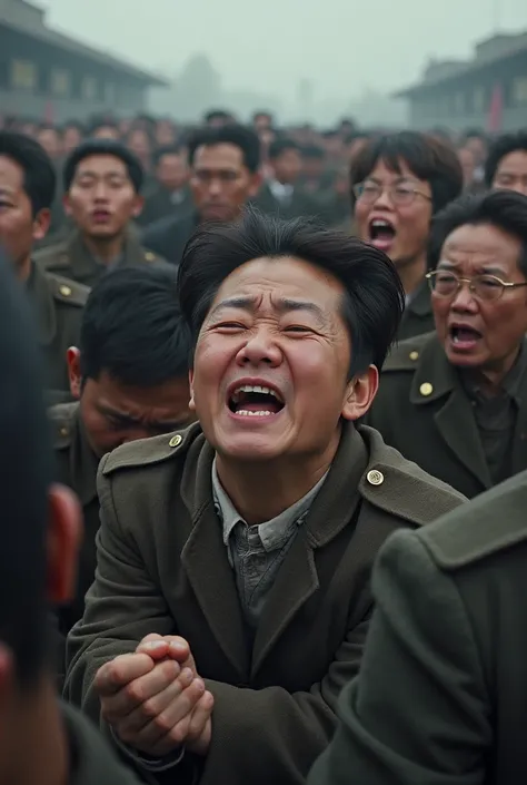 North Korean people crying