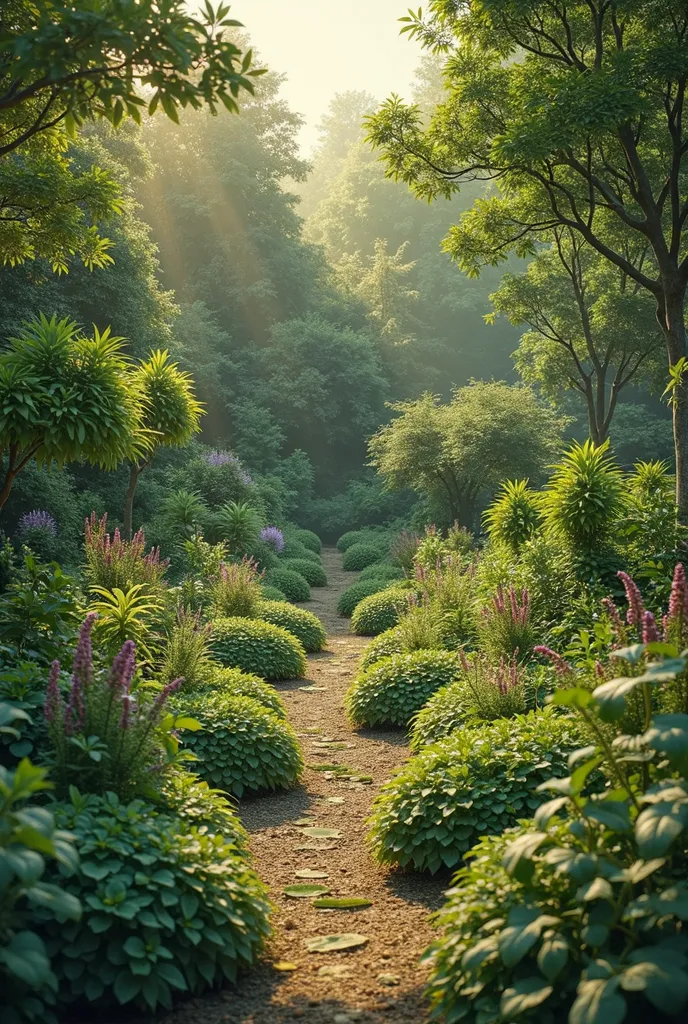 Make sure the trees, shrubs, herbs, creepers and climbers are separated and clearly visible in the garden. I want a panoramic view of the garden