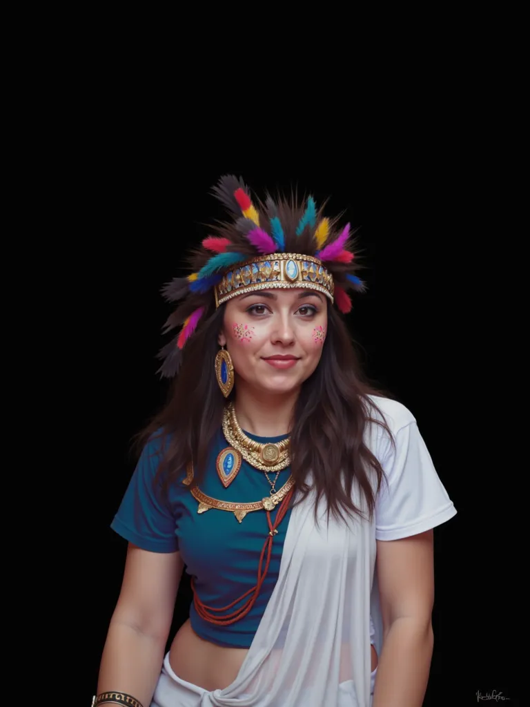 generate this picture and use my face and change my outfit into a tribe costume 