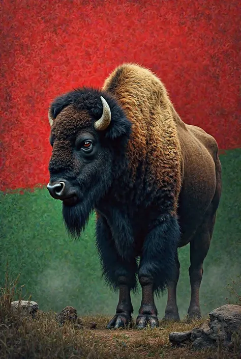 Bison against the background of the Belarusian flag