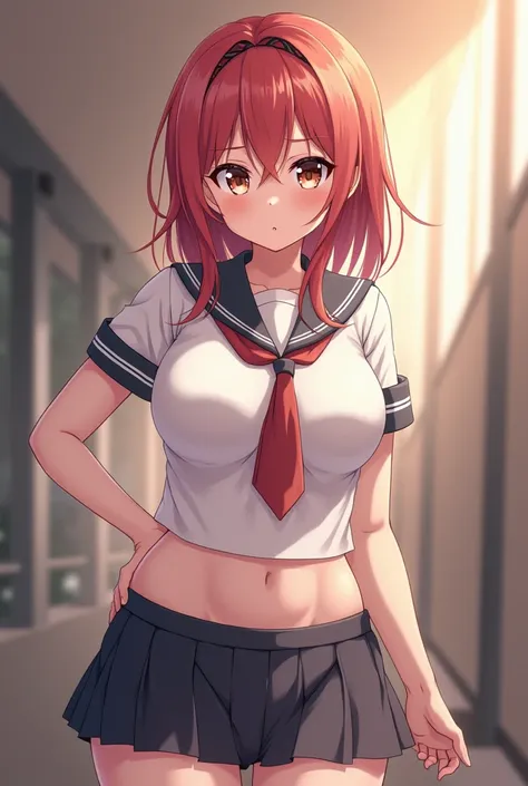 A naked anime girl with big boobs schoolgirl