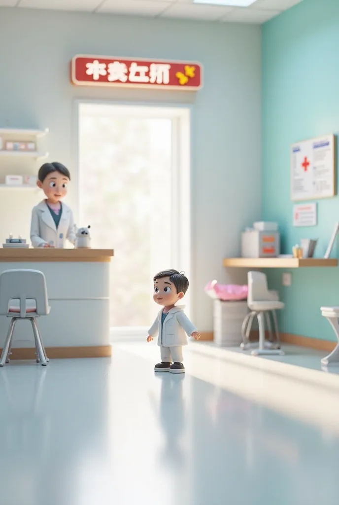 "A detailed Tiny Figures-style 3D-rendered scene showing a miniature patient entering a modern medical laboratory. The laboratory has a clean and well-organized reception area with a desk, chairs, and a clear sign that reads 'Medical Laboratory' above the ...