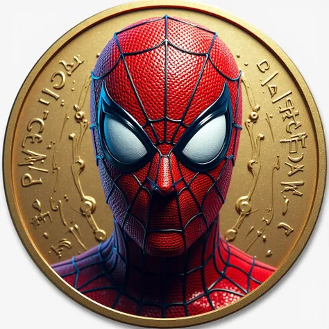 the coin that depicts Spiderman the view of the coin from above is exactly