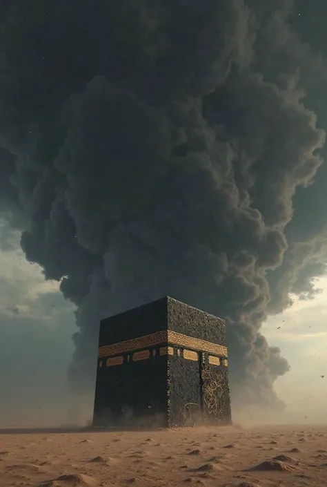 Makka kaba sharif on the black cloud abobe with arabic allah wrriten